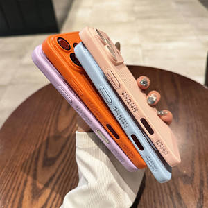 Funda con disipación de calor y acabado de piel, apta para iPhone 17, con protector de lente 16, cubierta protectora rígida anticaída. - Product Image 3