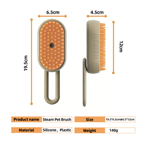 Brosse vapeur électrique 3-en-1 de luxe pour chat, anti-éclaboussures, avec fonction massage et peigne de toilettage pour animaux, en plastique, pour l'élimination des poils - Product Image 3