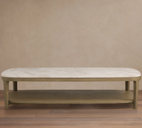 Table basse ovale en marbre avec étagère en bois, plateau en pierre de Carrare, structure en bois massif en forme de pilule, 6 options de couleur, moderne, luxueuse, pliable