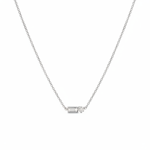 Collar con Colgante de Zafiro Cultivado en Laboratorio, Corte Baguette y Redondo, Dijes y Amuletos Finos - Product Image 1