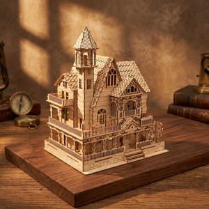 Puzzle 3D in Legno Personalizzato Stile Moderno Villa con Giardino e Cortile per Appassionati di Architettura - Product Image 1