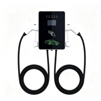 Station de recharge murale pour véhicules électriques à double connecteur, borne de recharge pour VE avec double câble Type 2, écran LCD