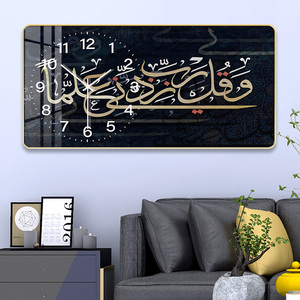 Grande stile caldo moderno di lusso in porcellana di cristallo orologio da parete creativo <span class=keywords><strong>Art</strong></span> Deco tela dipinta per ingresso sala da pranzo <span class=keywords><strong>Art</strong></span> - Product Image 6