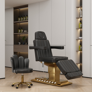 Modern Beauty Salon Furniture <b>Black</b> Gold Facial Spa Massage Table 3 Motors Electric Adjustable Cosmetic <b>Bed</b> with Stool <b>Sets</b> - Product Image 1