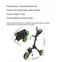 Chariot de golf pliable portable en alliage d'aluminium à trois roues pour le parcours de golf