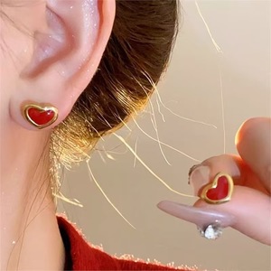 Vòng cổ mặt dây chuyền trái tim kiểu Pháp đơn giản cho phụ nữ, làm bằng thép không gỉ và men, có hình trái tim. - Product Image 4