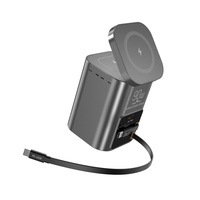 Chargeur de bureau 6-en-1 90W Gan avec chargeur sans fil magnétique 15W, 2 ports Type-C 65W et câble rétractable