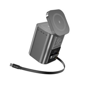 Caricatore da Tavolo 6-in-1 90W Gan con <span class=keywords><strong>Ricarica</strong></span> Wireless per Telefono, Caricatore Wireless Magnetico 15W, 2 Porte Type-C 65W, Cavo Retrattile - Product Image 1