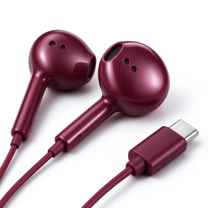 Écouteurs filaires semi-intra-auriculaires de type C bordeaux, son stéréo stable, pour un usage quotidien avec les téléphones mobiles de type C - Product Image 3