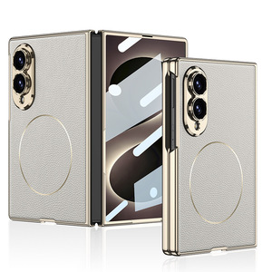 Funda de teléfono de aspecto premium para Samsung ZFold8, de cuero genuino, color sólido, con anillo magnético interno de níquel y revestimiento magnético. - Product Image 3