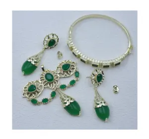 Set perhiasan tembaga 14k batu hijau, set perhiasan tembaga kualitas tinggi untuk wanita