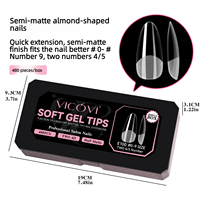 Kit de 6 en 1 de capsules d'ongles en gel souple, 480 pièces, capsules en gel X demi-mates forme amande, mini lampe UV, base et top coat, colle à ongles, lime à ongles, kit de manucure pour la maison et le salon