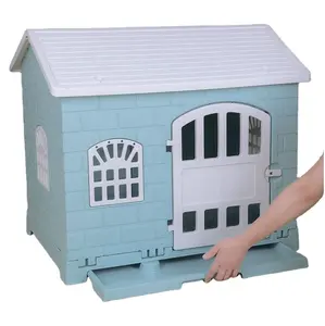 Fácil montar canil de cachorro impermeável de plástico ao ar livre com vaso sanitário criar uma casa confortável para o seu animal de estimação