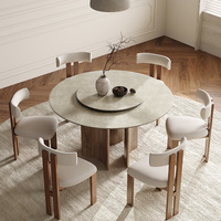 Ensemble table et chaises de salle à manger vintage en bois massif de style français, plateau tournant, design moderne minimaliste, rangement, table rectangulaire en pierre frittée