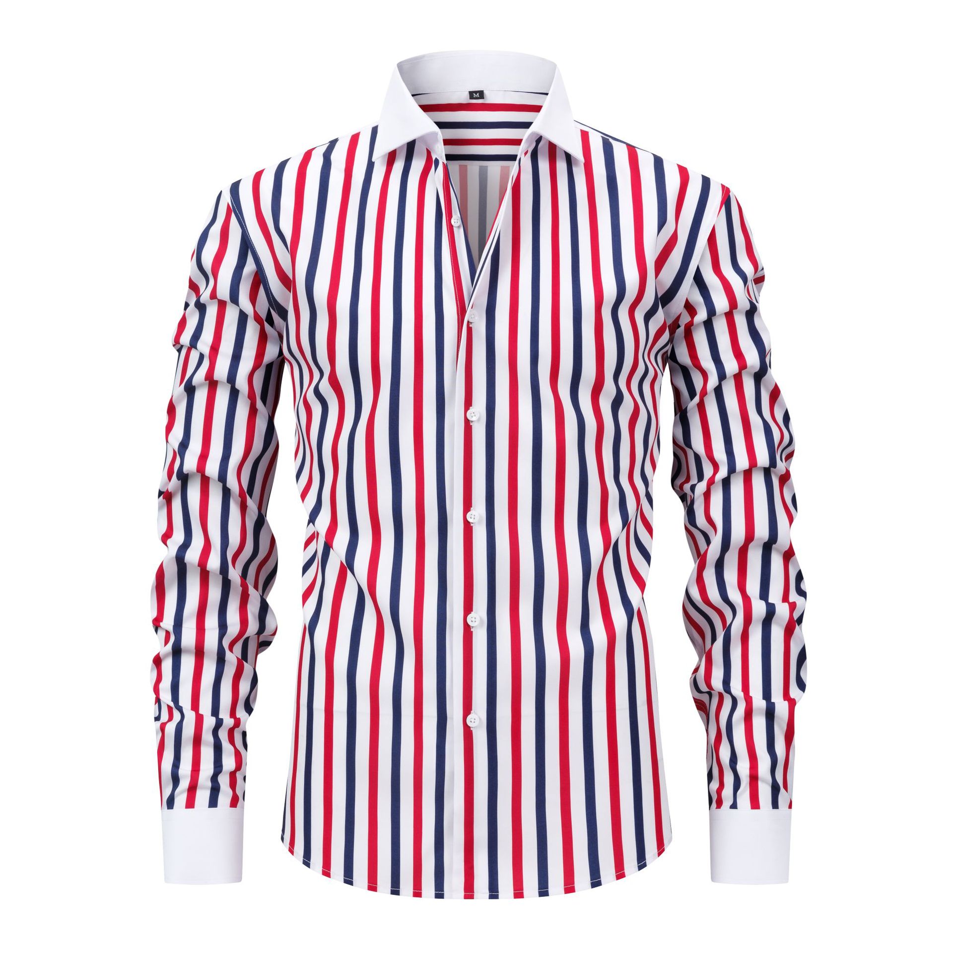 Men's Contrast Collar Striped Dress Shirt Long Sleeve Button-Up with White  Cuffs Sehe Fashion| Alibaba.com