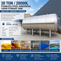20 ton 20000L roestvrijstalen horizontale atmosferische vloeistofopslagtank voor voedsel, dranken, olie en chemicaliën