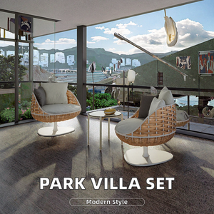 Fauteuil de jardin pivotant réglable en <span class=keywords><strong>bambou</strong></span> pour l'<span class=keywords><strong>extérieur</strong></span>, ensemble de mobilier moderne pour la maison, l'hôtel, la cour, avec coussin imperméable - Product Image 3