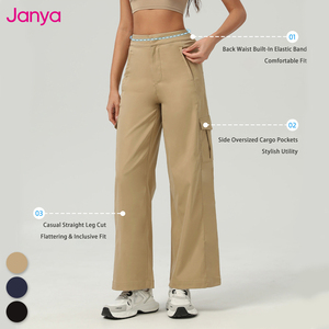 Janya <span class=keywords><strong>pantaloni</strong></span> <span class=keywords><strong>neri</strong></span> <span class=keywords><strong>Cargo</strong></span> a gamba dritta <span class=keywords><strong>pantaloni</strong></span> della tuta sportivi elasticizzati piatti per allenamento di danza <span class=keywords><strong>pantaloni</strong></span> della tuta larghi - Product Image 4