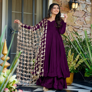 Robe longue noire élégante avec broderie chaîne, imprimé floral en dentelle, coupe trapèze, manches longues, col ras-du-cou, en organza tissé, pour soirée, pour femme - Product Image 3