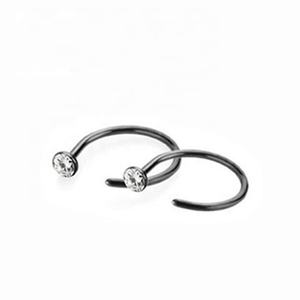 Trending Body Jewelry Clear Cubic Crystal C Shape Stud Ring Acero inoxidable Lip Open Hoop Nose Ring - Product Image 6