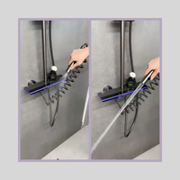 Système de douche gris anthracite avec affichage numérique LED, commande à touches piano, pommeau de douche pluie, douchette à main et pistolet de pulvérisation pour salle de bain