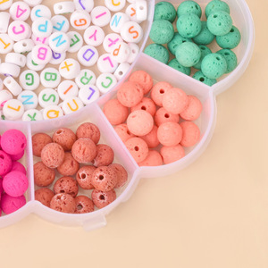 Juego de cuentas de 4x7 letras de 9mm, cuentas de arroz de 13 cuadrículas <span class=keywords><strong>con</strong></span> forma de flor, cuentas de letras acrílicas, accesorios de joyería - Product Image 2