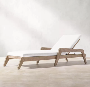 Ensemble de salon de jardin extérieur en teck massif résistant aux intempéries, chaise longue moderne de luxe, meubles d'extérieur faits à la main en bois - Product Image 1