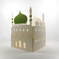   Ensemble de 6 décorations en carton DIY pour enfants, cadeaux Eid Mubarak, en forme de mosquée, avec paillettes