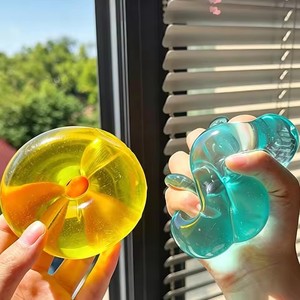 Jouets à presser transparents en forme de beignet de maltose, jouet sensoriel silencieux à rebond lent pour soulager le stress, pour adultes atteints de TDAH et d'autisme - Product Image 2
