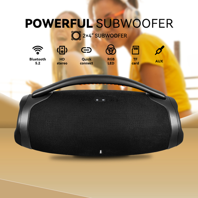 Portable Speaker Boombox RGB Light  Blue Tooth Rechargeable Outdoor Home Party Speaker Karaoke 4inches Stereo Sound