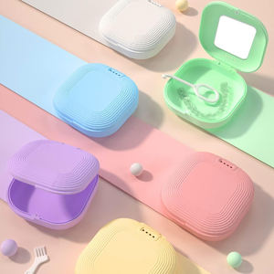 Smilestar <span class=keywords><strong>Pink</strong></span> Yellow Aligner Case con espejo, Compatible con Invisalign, <span class=keywords><strong>Mouth</strong></span> <span class=keywords><strong>Guard</strong></span> Case, Cute Retainer Case Denture Box - Product Image 6