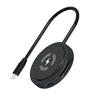 Pengisi daya nirkabel, kantor ABS 480Mbps 5Gbps 100W Tipe C PD USB3.0 3USB2.0 15W Slot kartu SD TF meja mebel tidak terlihat 7 in 1 HUB