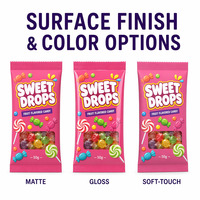 Wrapped Hard Candy Pillow Pouch Mylar Bag Flat Window Tear Notch Food Plastic Packaging Bagsfor Fruit Drops Candies Lollipops