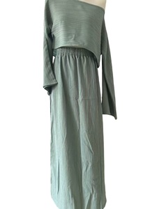 Casual Vacation Short Top High Waist Slit Cotton <b>Linen</b> Skirt Women's 2 Piece <b>Set</b> Fashion - Product Image 5