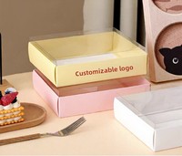 Boîte cadeau avec couvercle transparent, boîte en carton multicolore pour biscuits, gâteaux et cadeaux de fête