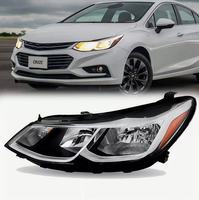 Ensemble de phares pour Chevrolet Cruze 2016-2018 version américaine, lentille de projecteur, LED DRL, boîtier noir, lentille transparente, paire, 12V, berline