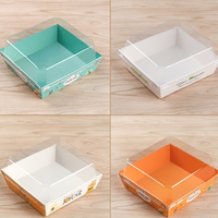 Barquette en papier kraft de qualité alimentaire pour emporter, boîte rectangulaire pour gâteau au chocolat, dessert, avec couvercle en plastique transparent