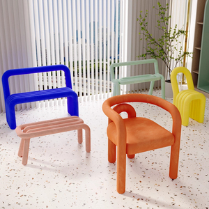 <span class=keywords><strong>Tabouret</strong></span> de maquillage décontracté simple Double de luxe léger de Style français accoudoirs de chaise de courbure chaise de concepteur de célébrité d'Internet salon - Product Image 3