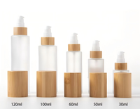 Flacon pulvérisateur de parfum en verre givré avec couvercle en bambou et en bois, couvercle transparent, tailles 30-120 ml