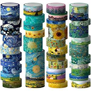 Van Gogh Vintage Gold para Washi Tape Set 6 rollos troquelado acrílico adhesivo para decoración de libro mayor Ubuy exclusivo para Liber - Product Image 1