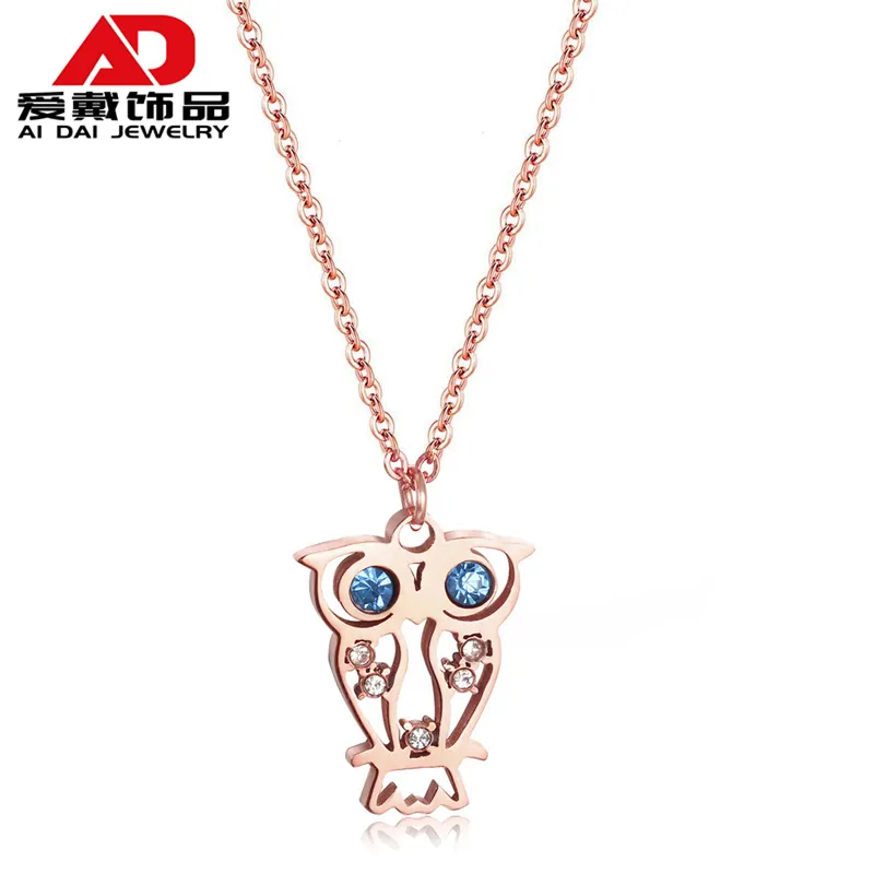 Collier en acier inoxydable pour femme, chaîne de clavicule, en or rose, hibou, bijou court et sauvage, offre spéciale