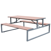 Table de pique-nique en bois WPC pour extérieur, public, commercial, de luxe, longue table de pique-nique pour l'école, restaurant, jardin, patio, table à manger avec banc