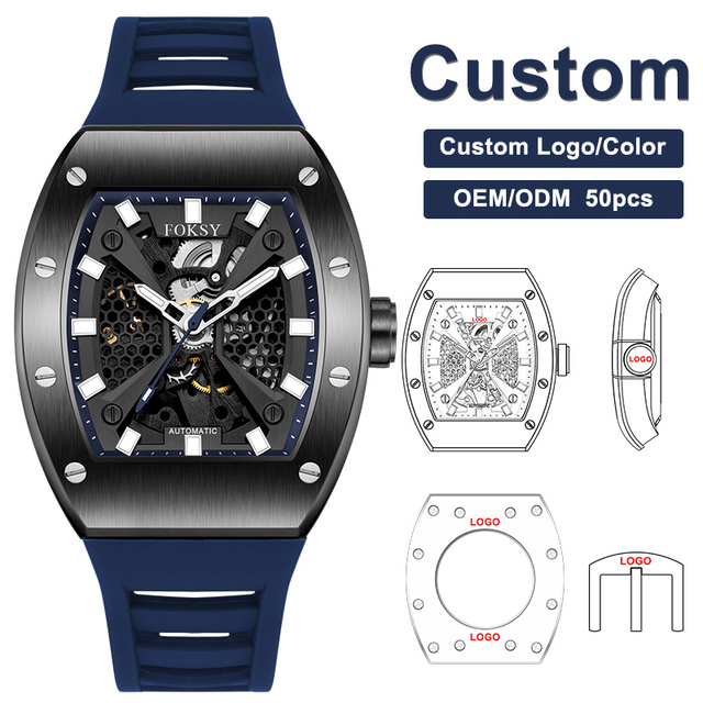 OEM Custom Logo Men's Stainless Steel Case High Quality Luxury Automatic Mechanical Skeleton Watches Factory Wholesale