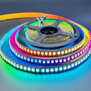 WS2812 Bande <span class=keywords><strong>LED</strong></span> Adressable Programmable 5V 5m 144 Leds/m Pixel Indépendant Bande <span class=keywords><strong>LED</strong></span> Adressable avec Colle Goutte Couleur IP65 RGB Smart <span class=keywords><strong>Strip</strong></span>