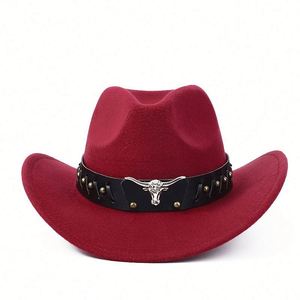 2025 Autumn Winter Jazz <b>Hat</b> Cow Head Leather <b>Band</b> Silk Screen Printed Custom Brand Hot Sale Cowboy <b>Hat</b> Party Casual Fashion - Product Image 4