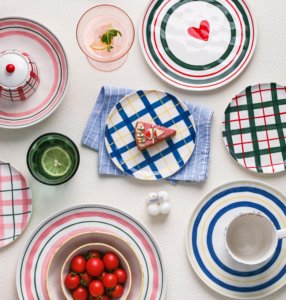 Modern Hand-Painted Porcelain <strong>Dinnerware</strong> <strong>Set</strong> - Colorful Line Design Plates Bowls Cups <strong>for</strong> Home Restaurant Cafe Use - Product Image 1