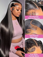 Pelucas de Encaje Frontal Pre-Arrancadas con Cabello de Bebé 13x4 13x6 HD Transparentes Liso Extremo para Mujeres Negras