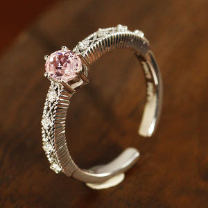 Anillo de crecimiento de laboratorio de piedras preciosas de Plata de Ley 925 <span class=keywords><strong>Morgan</strong></span> Pink, diseño elegante de princesa para boda, ropa informal diaria - Product Image 5