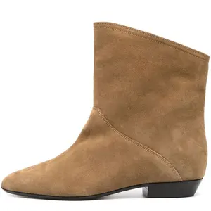 Deslizamento Em Estilo Camurça Sobre Botas Largas Botas Botas Preto Salto Baixo Confortável Largura Larga Toe Rodada Casual Extra Wide Plus Size