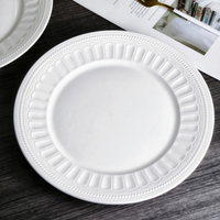 Assiette plate de 8 pouces très vendue, en porcelaine émaillée blanc pur, jetable, écologique, style européen